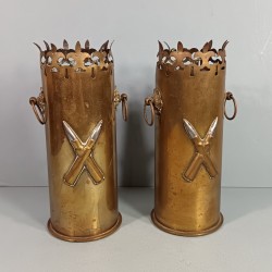 PAIRE DE DOUILLES ALLEMANDE SOUVENIR DE LA GRANDE GUERRE 1914 1918 ARTISANAT DE TRANCHEES BALLES DE MAUSER